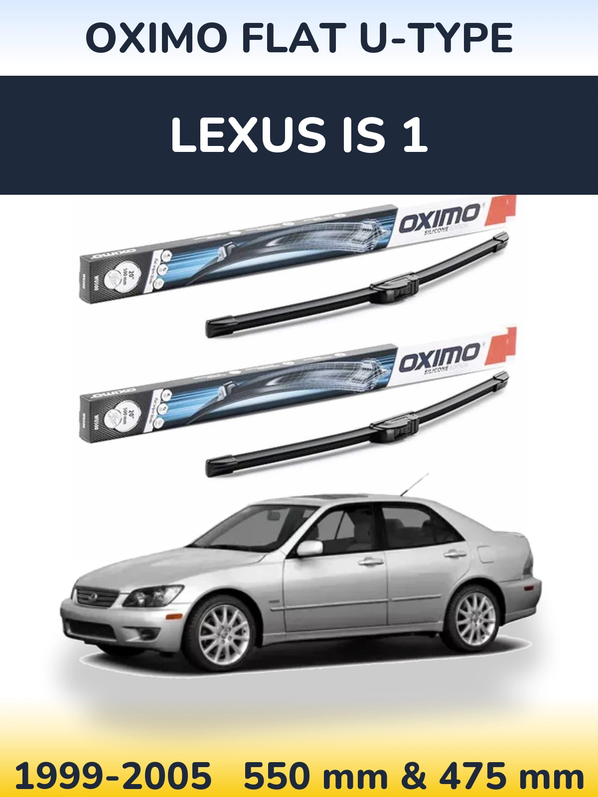 Komplet przednich wycieraczek Oximo Flat U-type 550 & 475 mm do Lexus IS 1 1999-2005