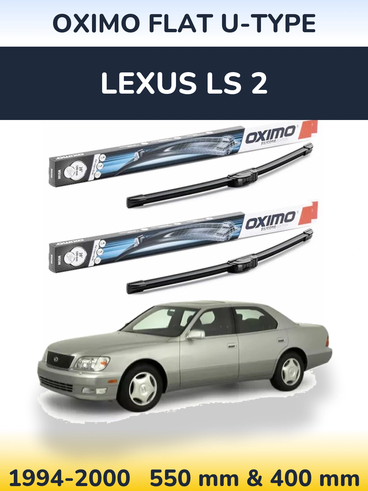 Komplet przednich wycieraczek Oximo Flat U-type 550 & 400 mm do Lexus LS 2 1994-2000