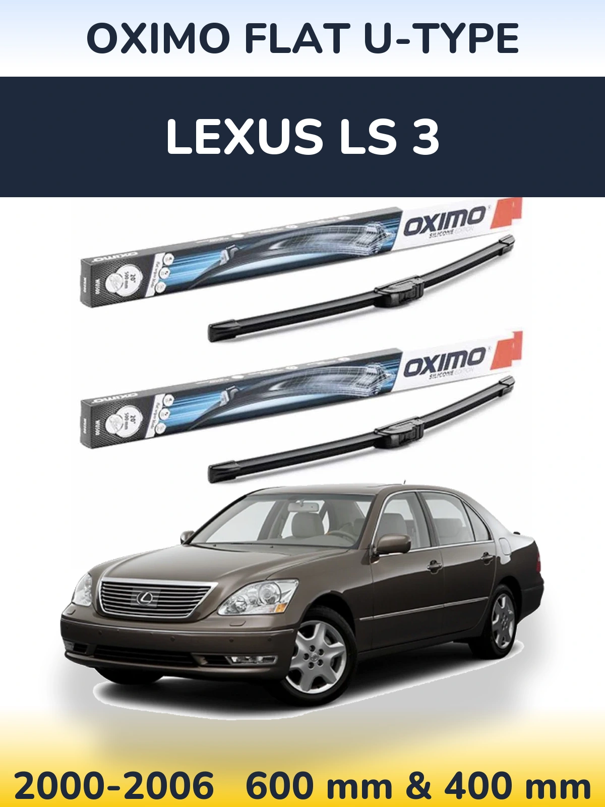 Комплект передних дворников Oximo Flat U-type 600 & 400 мм для Lexus LS 3 2000-2006