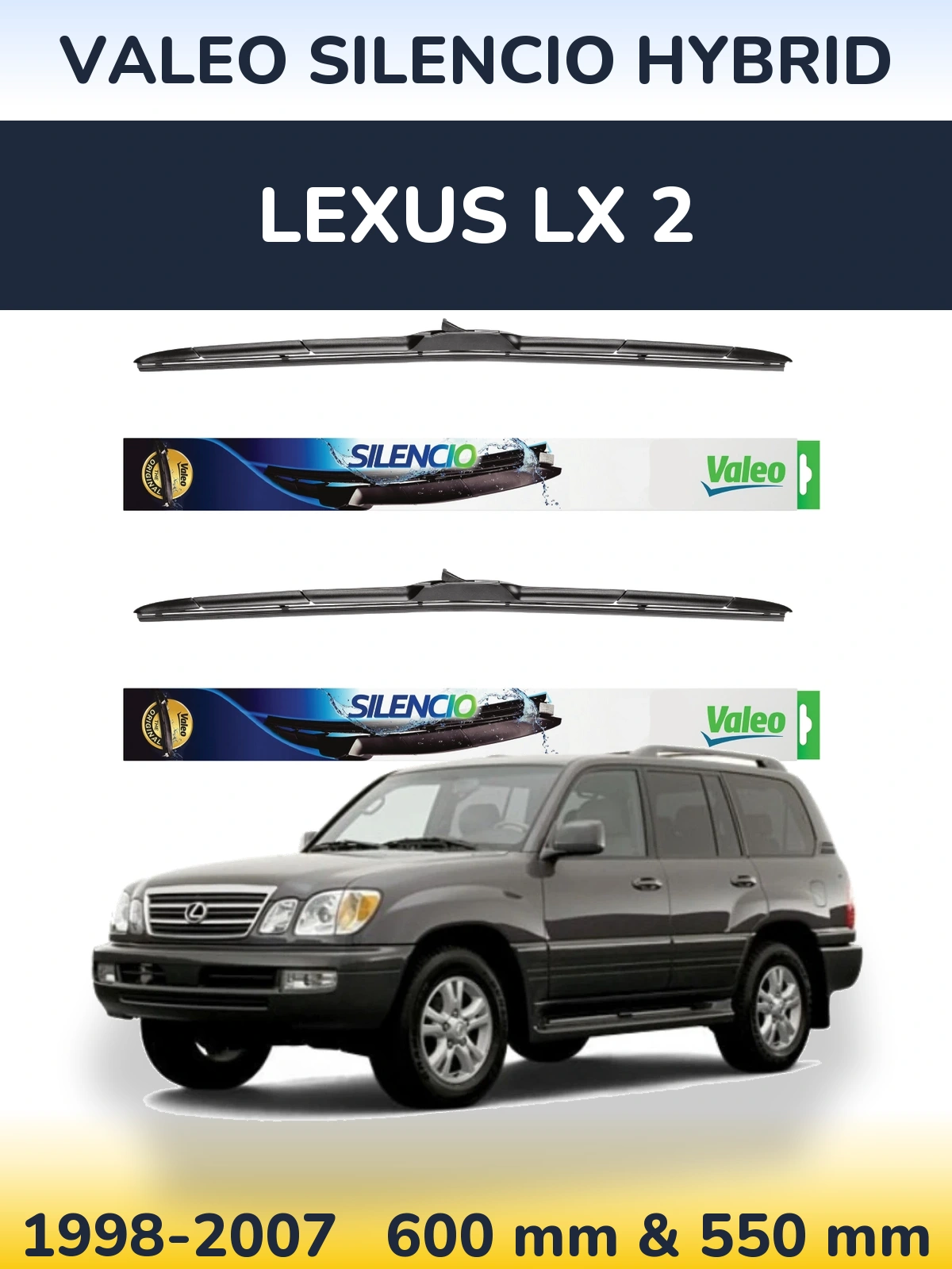 Комплект передних дворников Valeo Silencio Hybrid 600 & 550 мм для Lexus LX 2 1998-2007