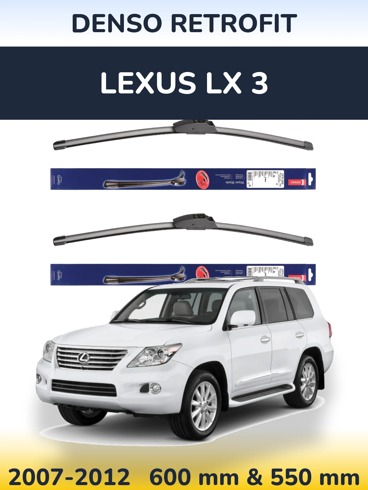 Komplet przednich wycieraczek Denso Retrofit 600 & 550 mm do Lexus LX 3 2007-2012