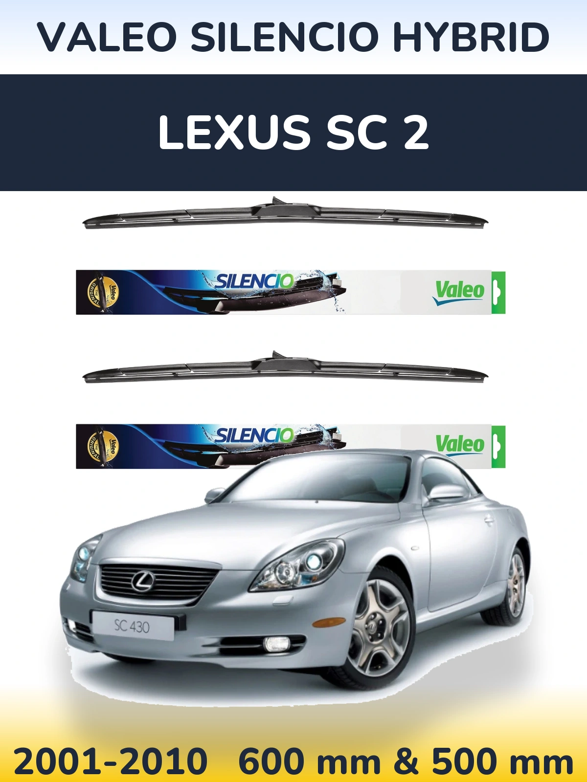 Комплект передних дворников Valeo Silencio Hybrid 600 & 500 мм для Lexus SC 2 2001-2010