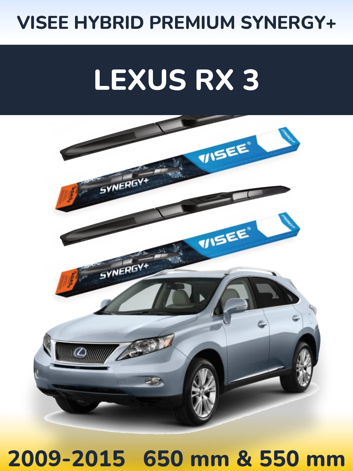 Komplet przednich wycieraczek VISEE HYBRID PREMIUM SYNERGY+ 650 & 550 mm do Lexus RX 3 2009-2015
