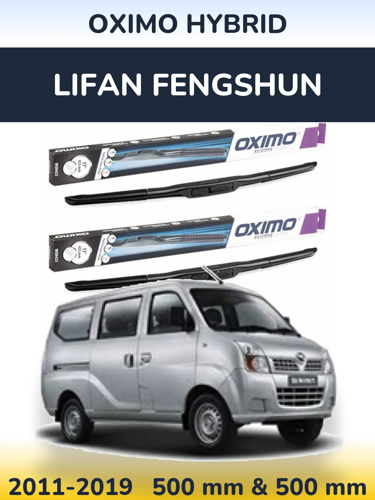 Komplet przednich wycieraczek Oximo Hybrid 500 & 500 mm do Lifan Fengshun 2011-2019