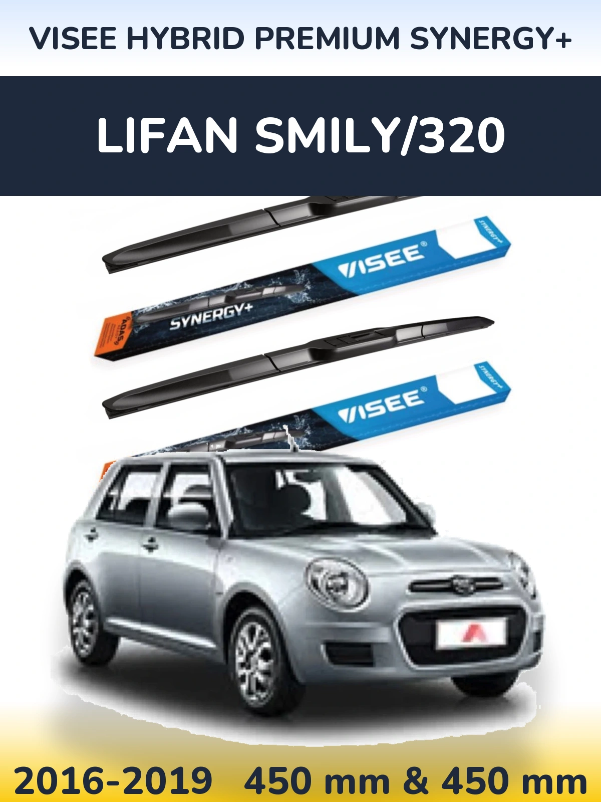 Komplet przednich wycieraczek VISEE HYBRID PREMIUM SYNERGY+ 450 & 450 mm do Lifan Smily/320 2016-2019