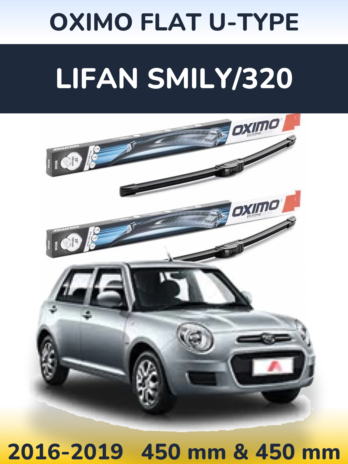 Komplet przednich wycieraczek Oximo Flat U-type 450 & 450 mm do Lifan Smily/320 2016-2019