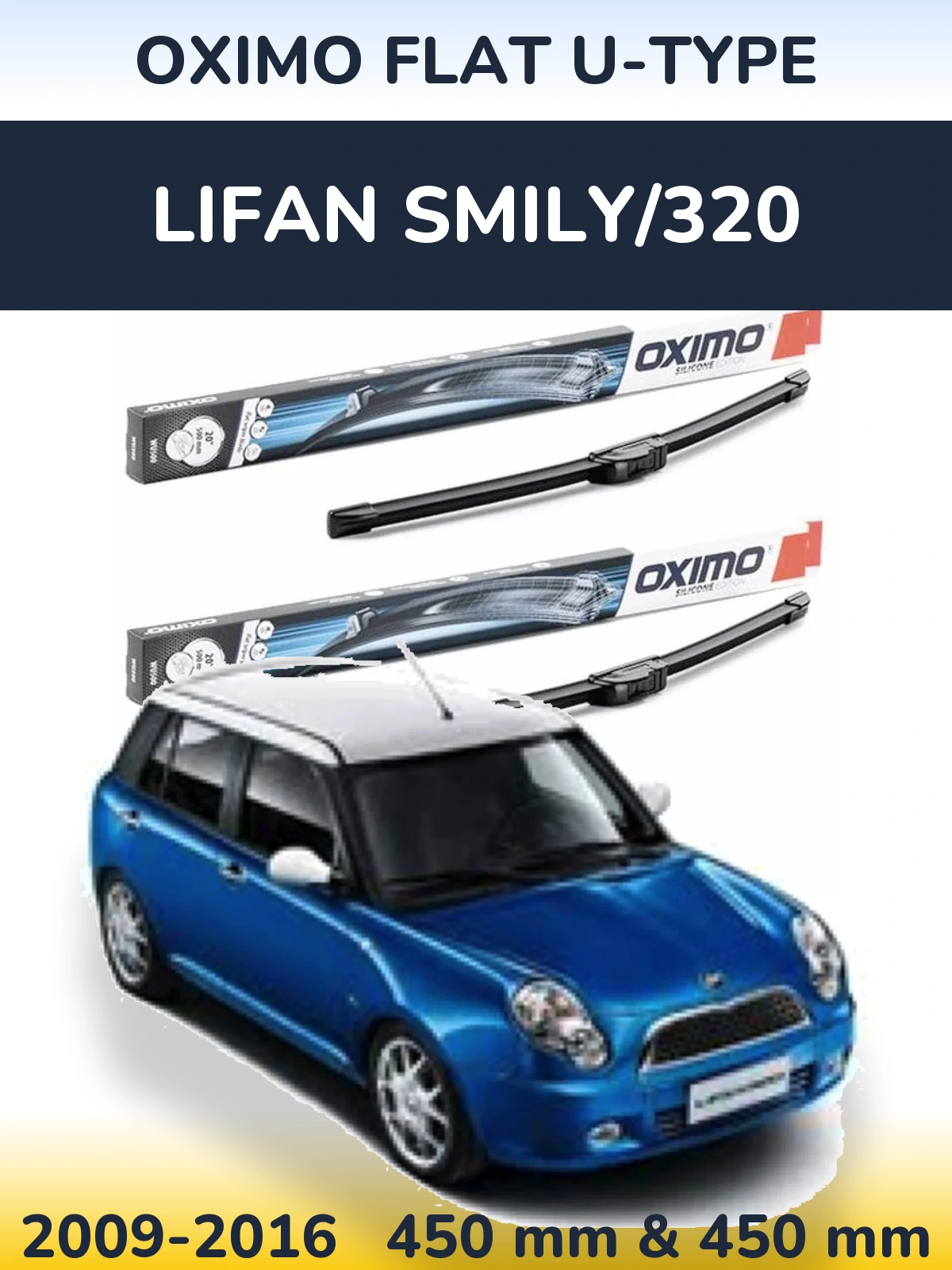 Komplet przednich wycieraczek Oximo Flat U-type 450 & 450 mm do Lifan Smily/320 2009-2016