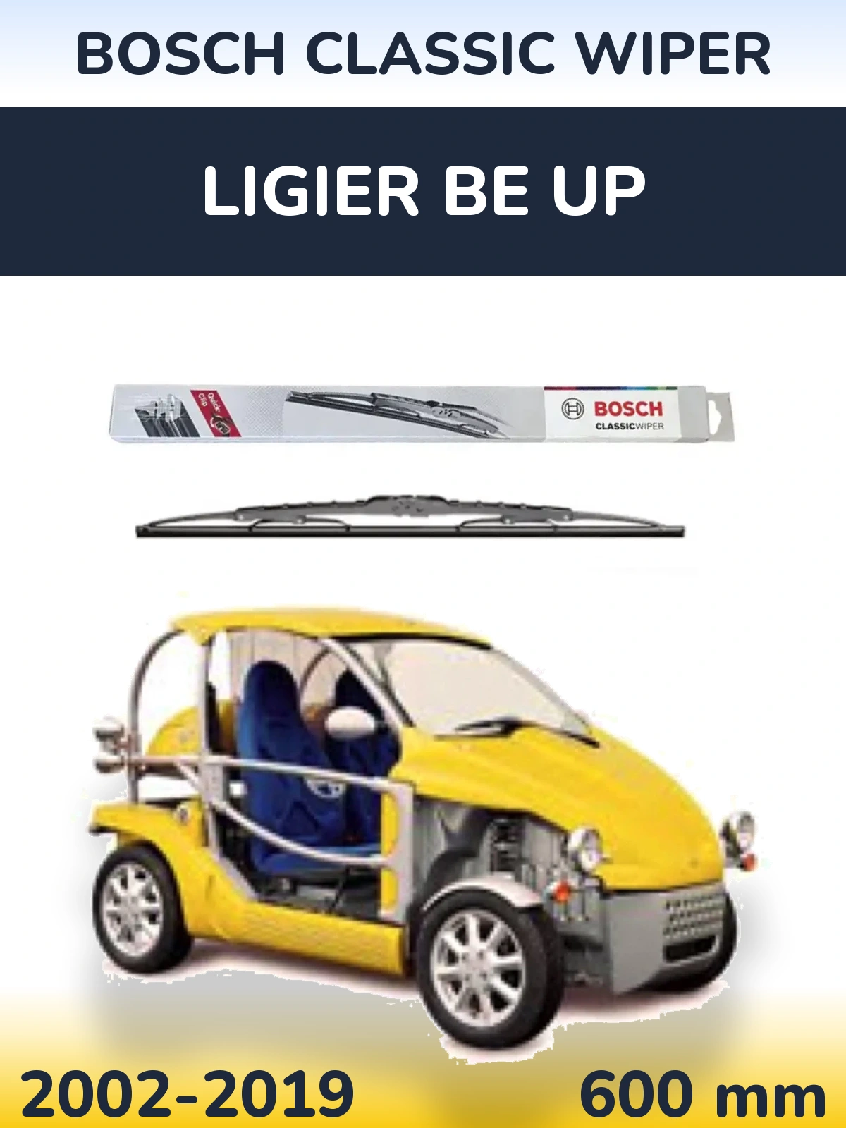 Przednia wycieraczka BOSCH Classic Wiper 600 mm do Ligier Be Up 2002-2019