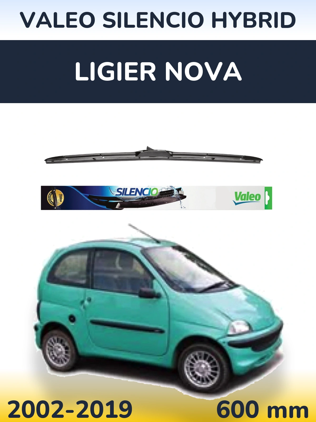 Передний дворник Valeo Silencio Hybrid 600 мм для Ligier Nova 2002-2019