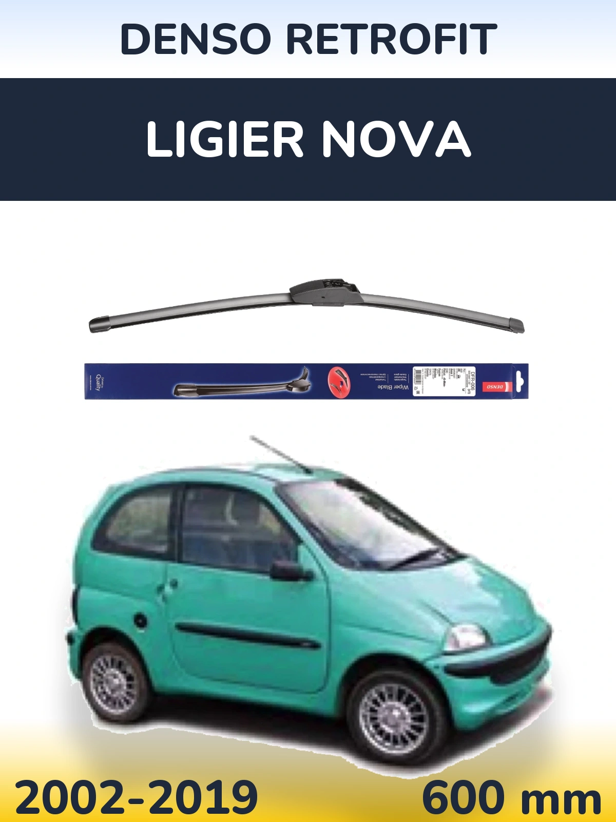 Передний дворник Denso Retrofit 600 мм для Ligier Nova 2002-2019