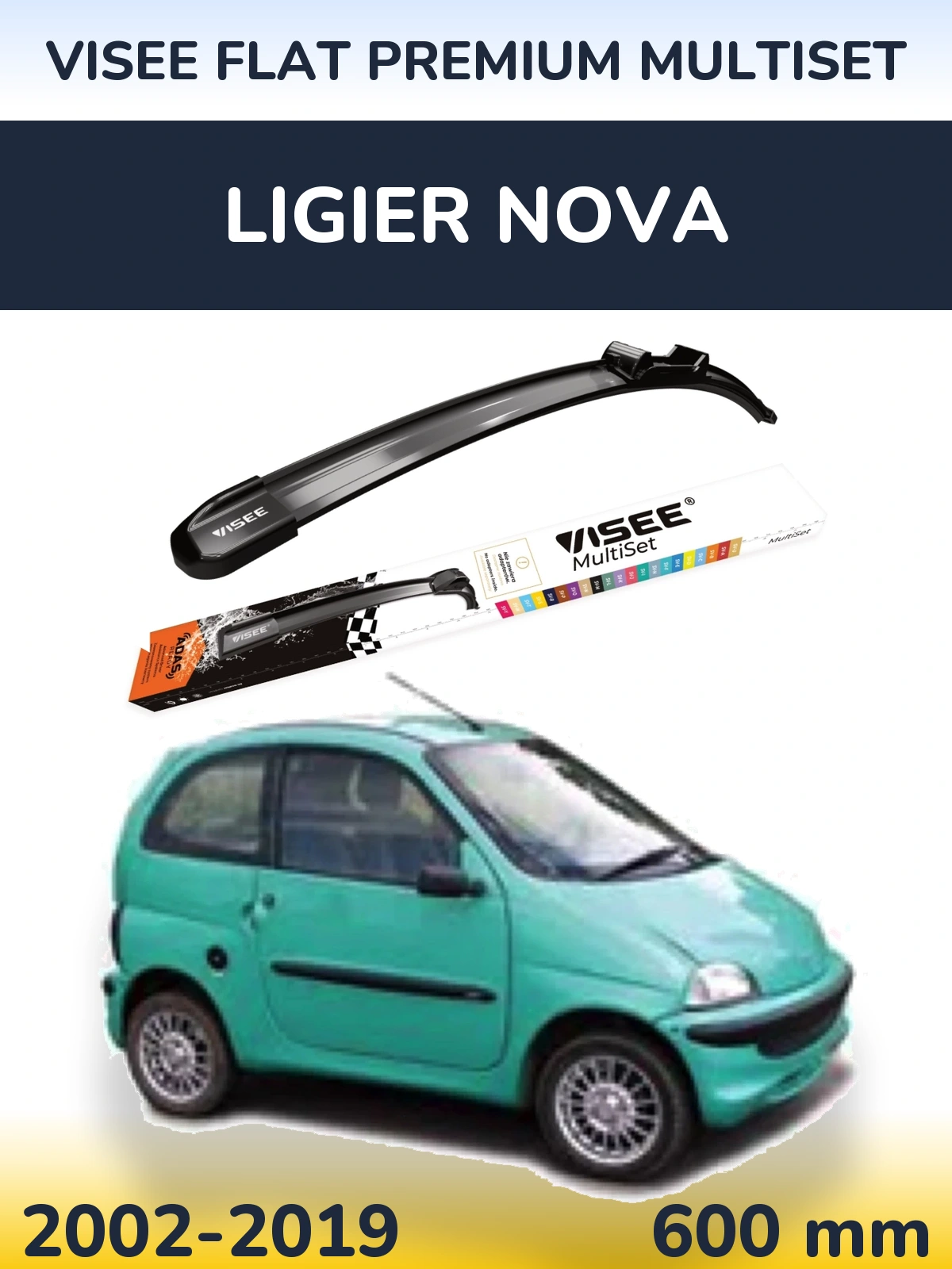 Передний дворник VISEE FLAT PREMIUM MultiSet 600 мм для Ligier Nova 2002-2019
