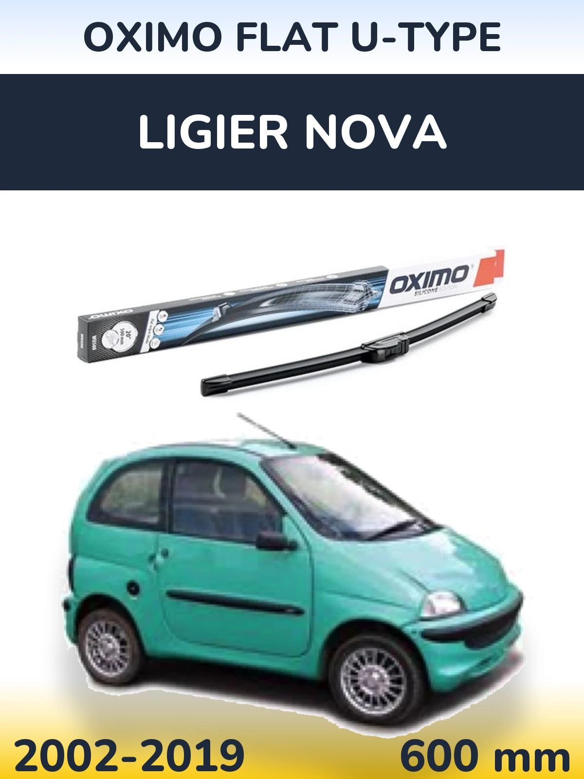 Przednia wycieraczka Oximo Flat U-type 600 mm do Ligier Nova 2002-2019