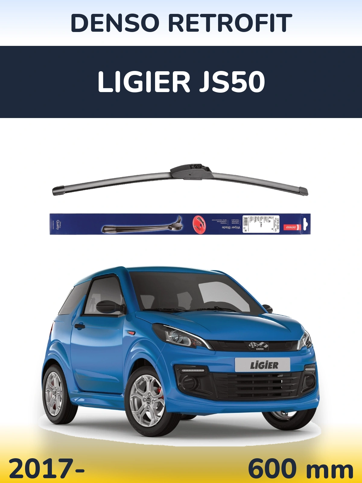 Front wiper blade Denso Retrofit 600 mm for Ligier JS50 2017-2026