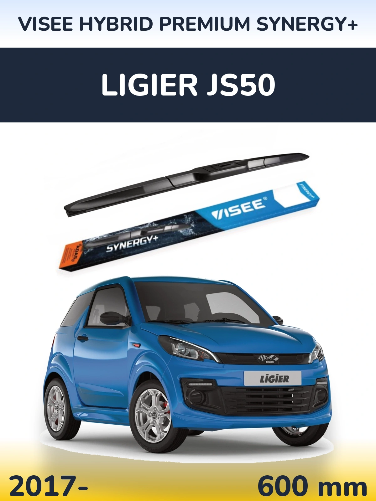 Передний дворник VISEE HYBRID PREMIUM SYNERGY+ 600 мм для Ligier JS50 2017-2026
