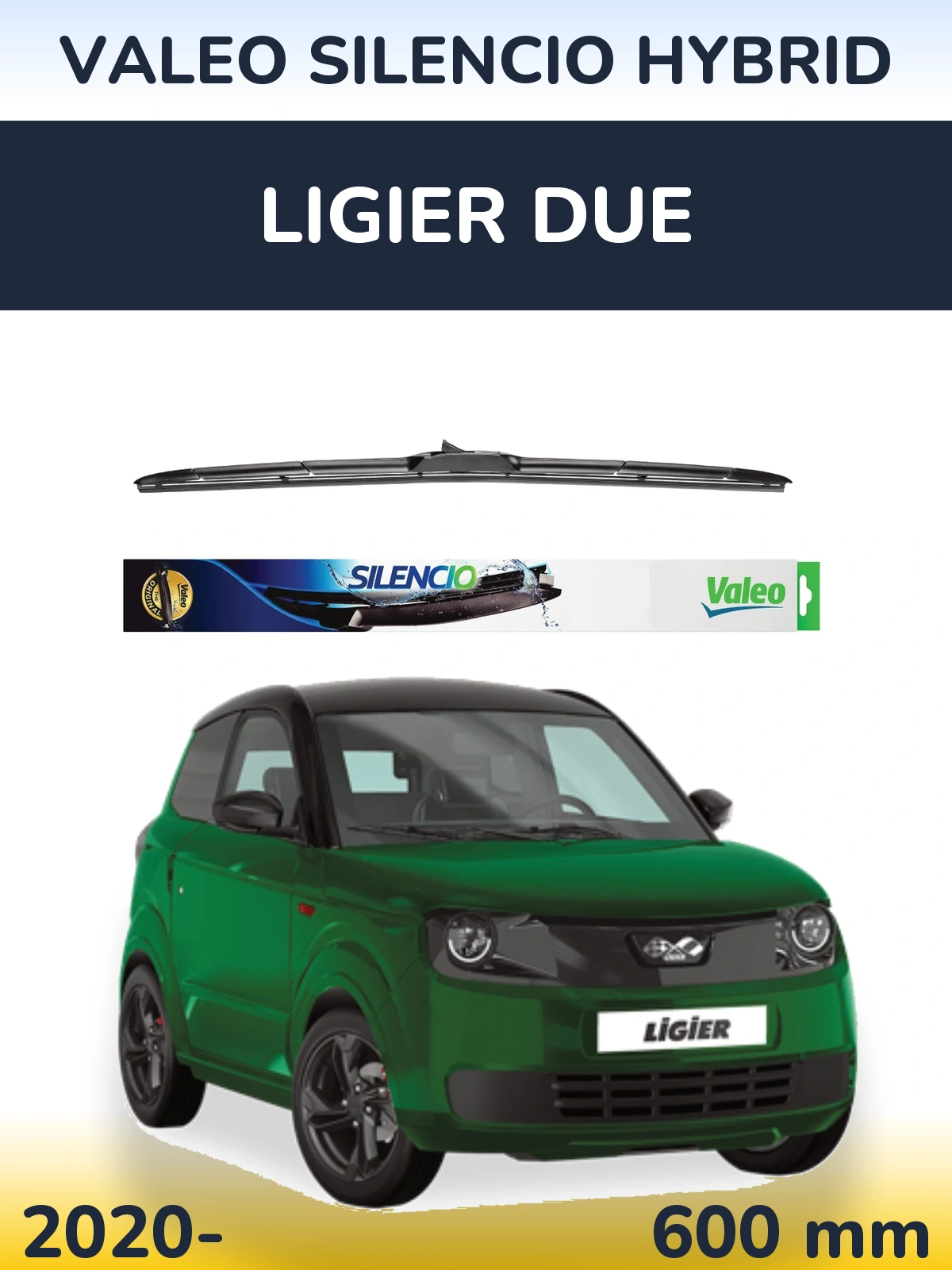 Przednia wycieraczka Valeo Silencio Hybrid 600 mm do Ligier Due 2020-2026
