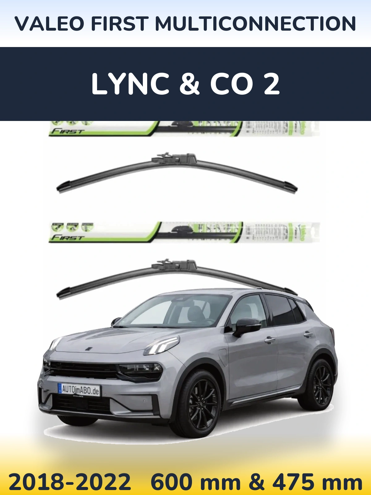Komplet przednich wycieraczek Valeo First MultiConnection 600 & 475 mm do Lync & Co 2 2018-2022