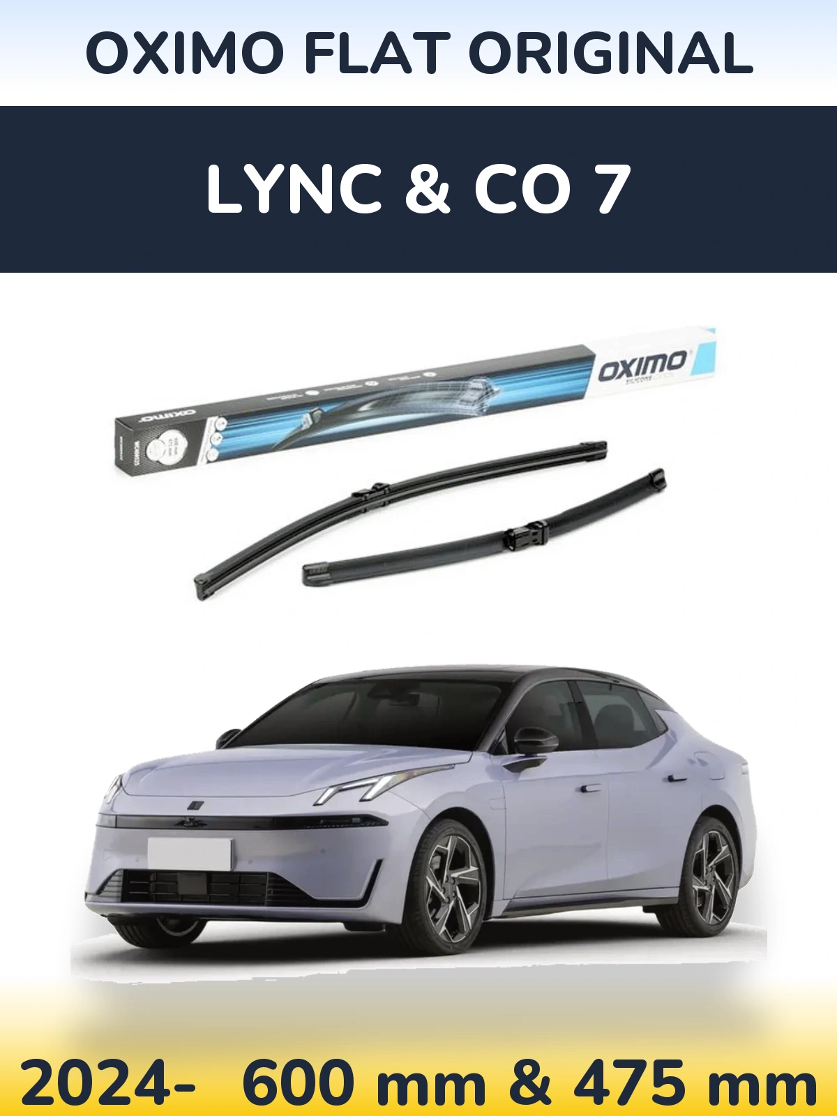Комплект передних дворников Oximo Flat Original 600 & 475 мм для Lync & Co 7 2024-2026