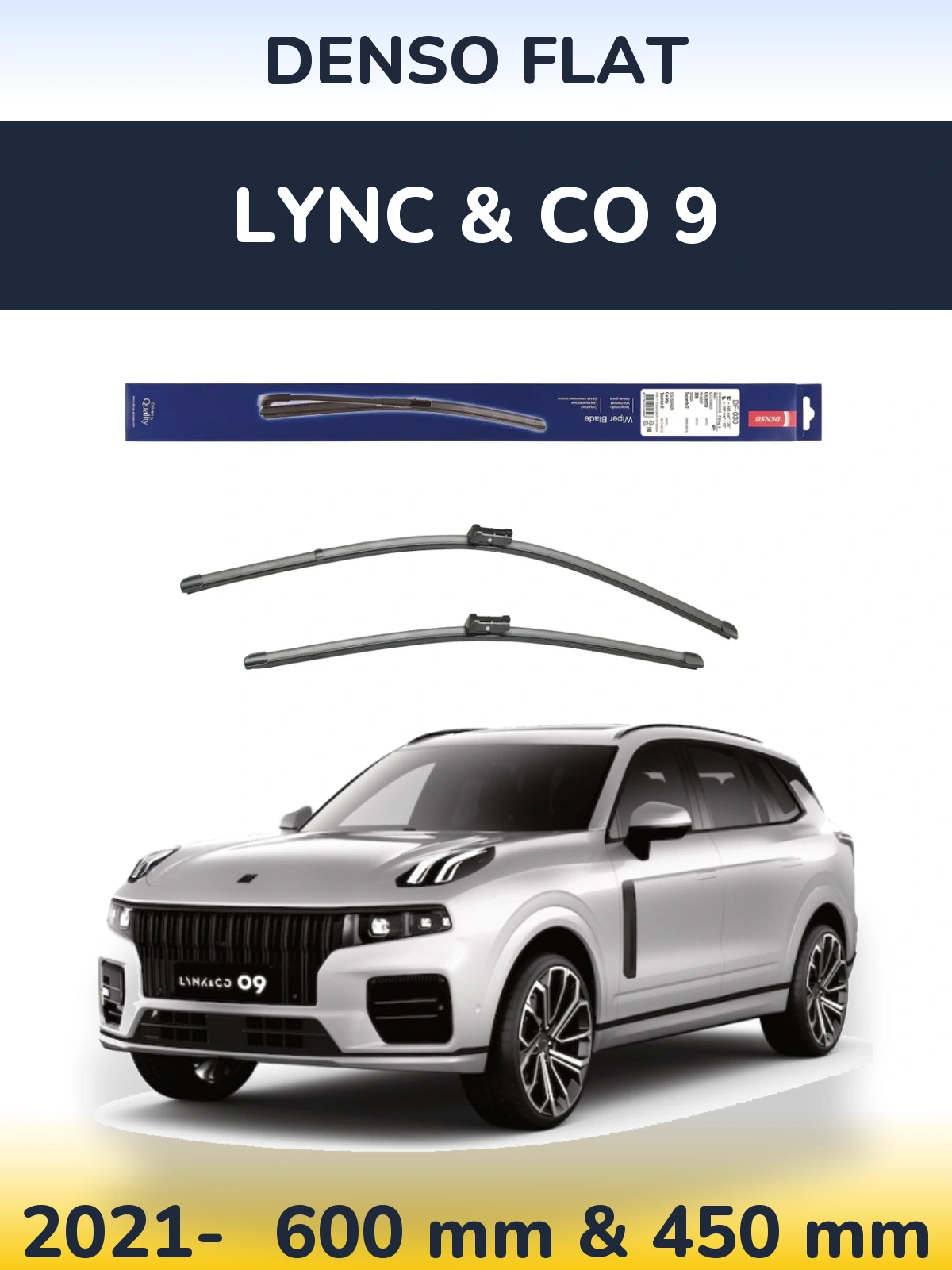 Комплект передних дворников Denso Flat 600 & 450 мм для Lync & Co 9 2021-2026
