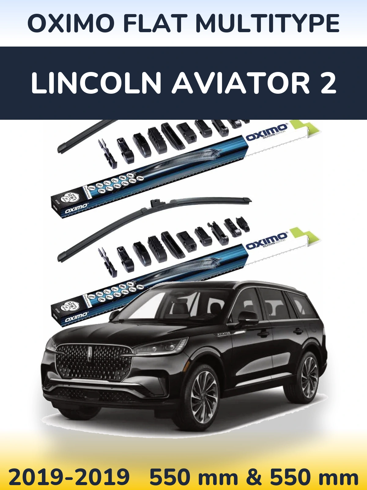Комплект передних дворников Oximo Flat MultiТипe 550 & 550 мм для Lincoln Aviator 2 2019-2019