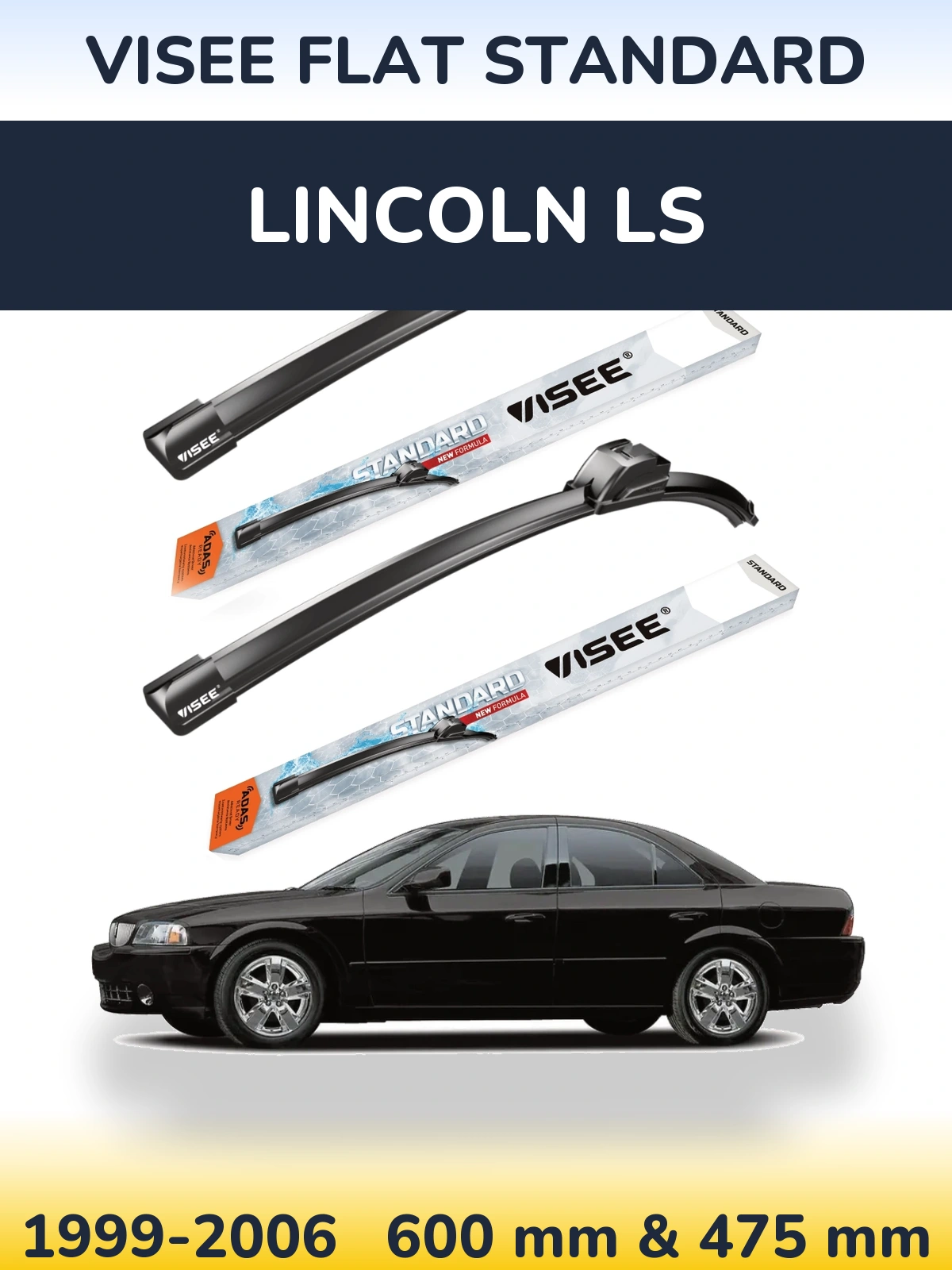 Комплект передніх щіток VISEE FLAT STANDARD 600 & 475 мм для Lincoln LS 1999-2006