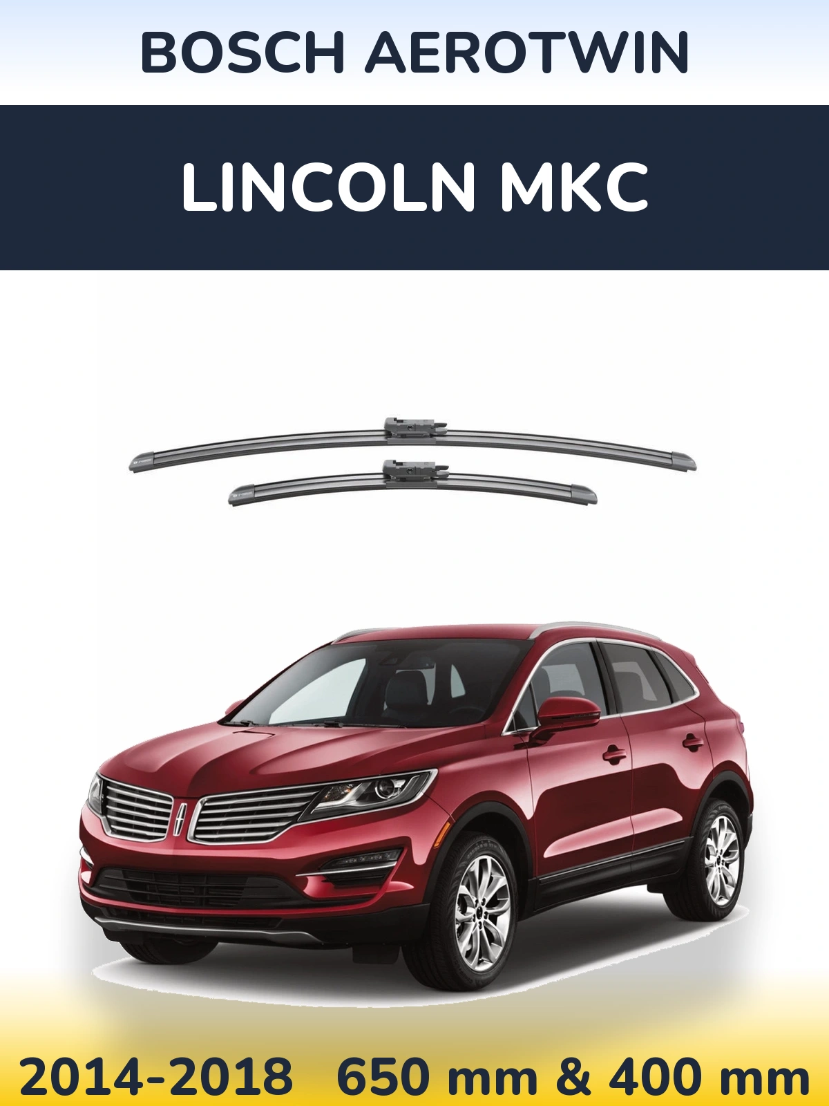 Комплект передних дворников BOSCH AeroTwin 650 & 400 мм для Lincoln MKC 2014-2018