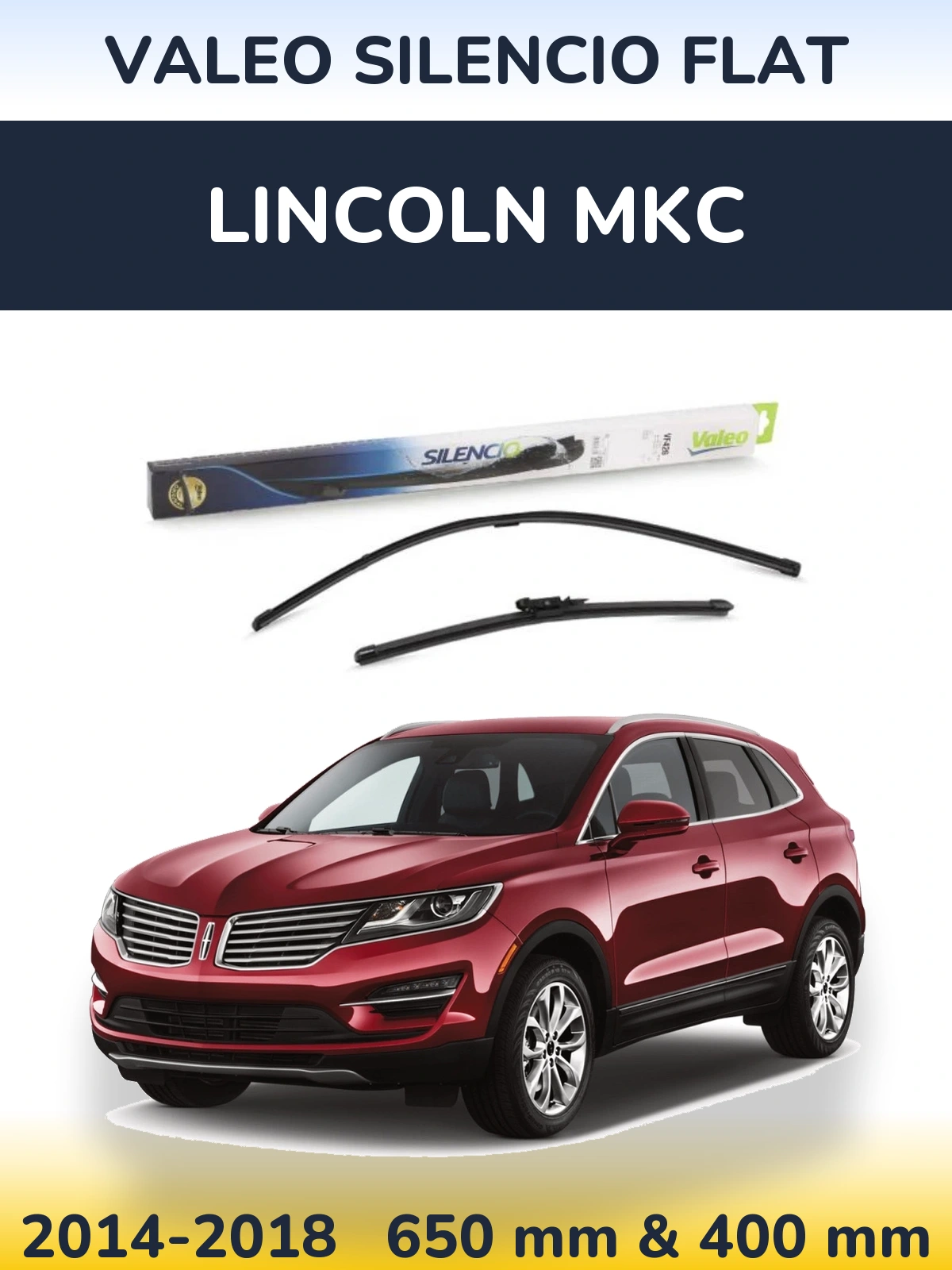 Комплект передних дворников Valeo Silencio Flat 650 & 400 мм для Lincoln MKC 2014-2018