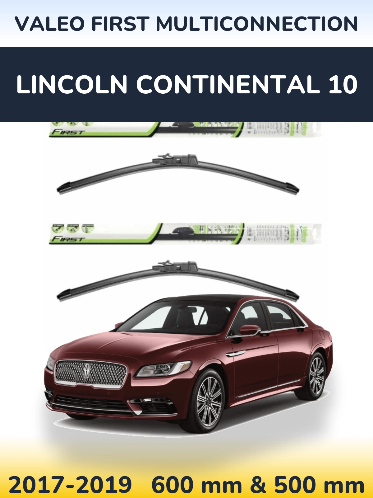 Комплект передніх щіток Valeo First MultiConnection 600 & 500 мм для Lincoln Continental 10 2017-2019