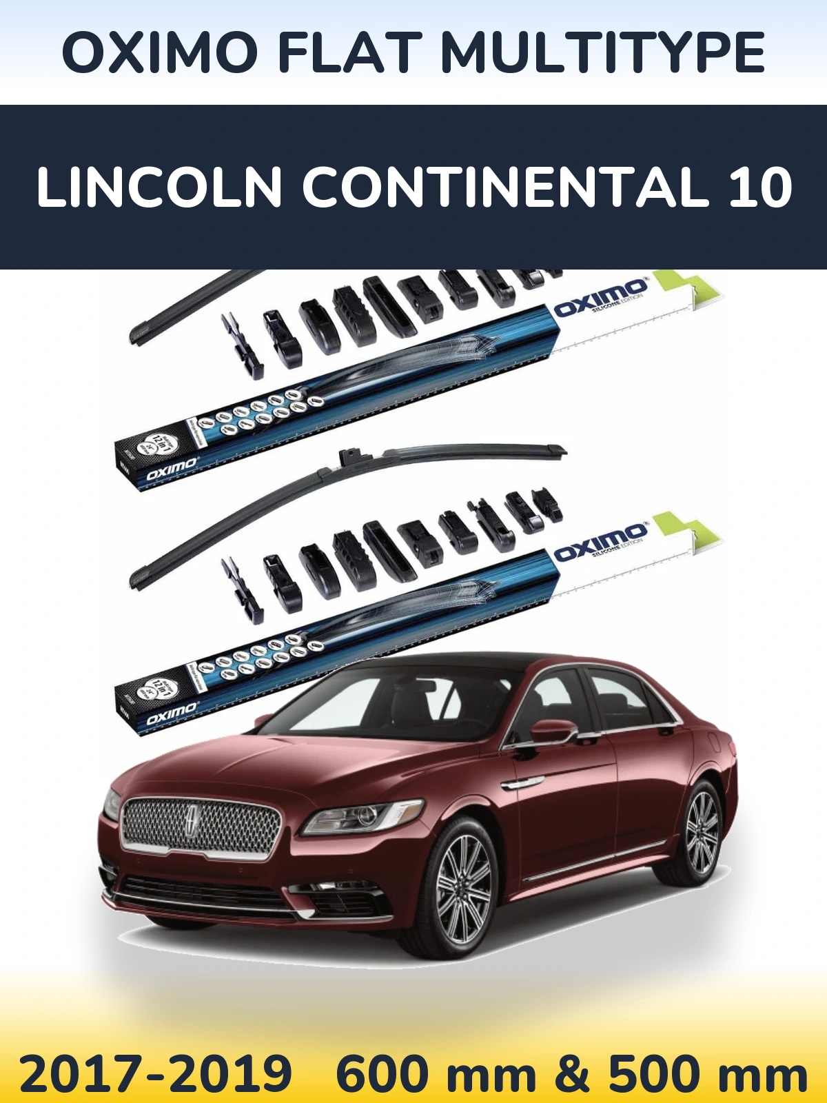 Komplet przednich wycieraczek Oximo Flat MultiType 600 & 500 mm do Lincoln Continental 10 2017-2019