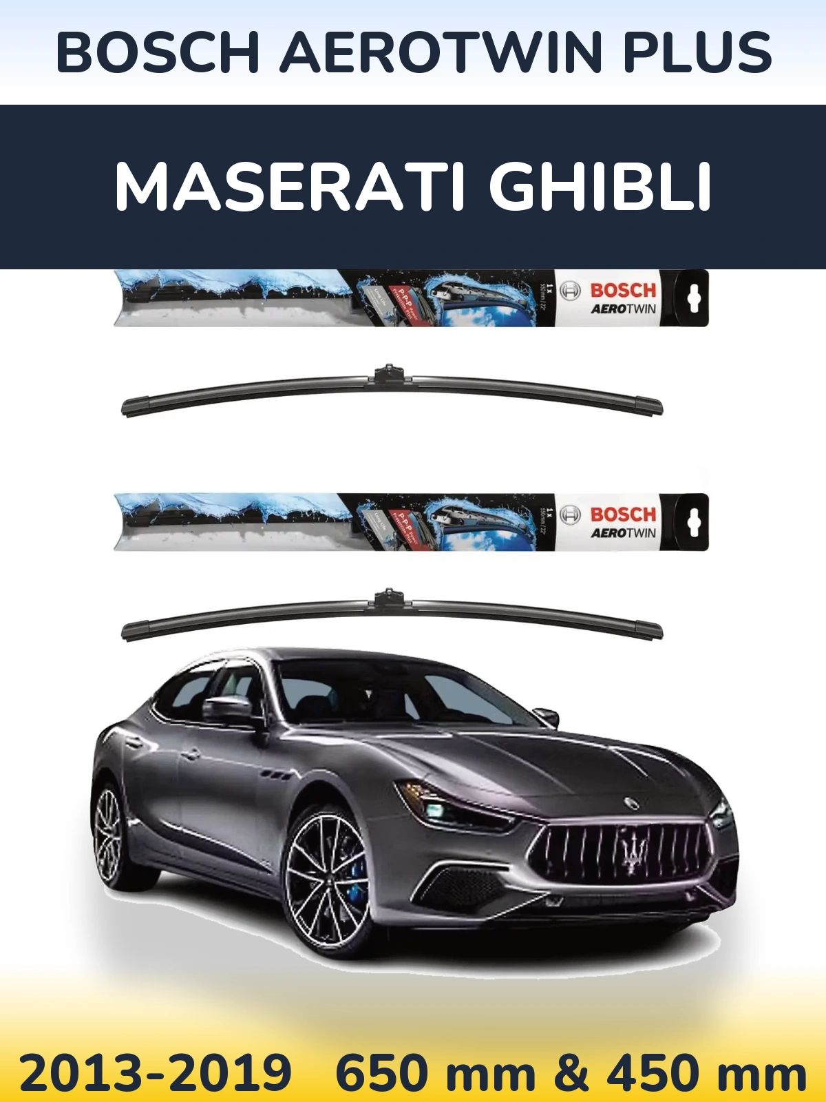 Комплект передних дворников BOSCH AeroTwin Plus 650 & 450 мм для Maserati Ghibli 2013-2019