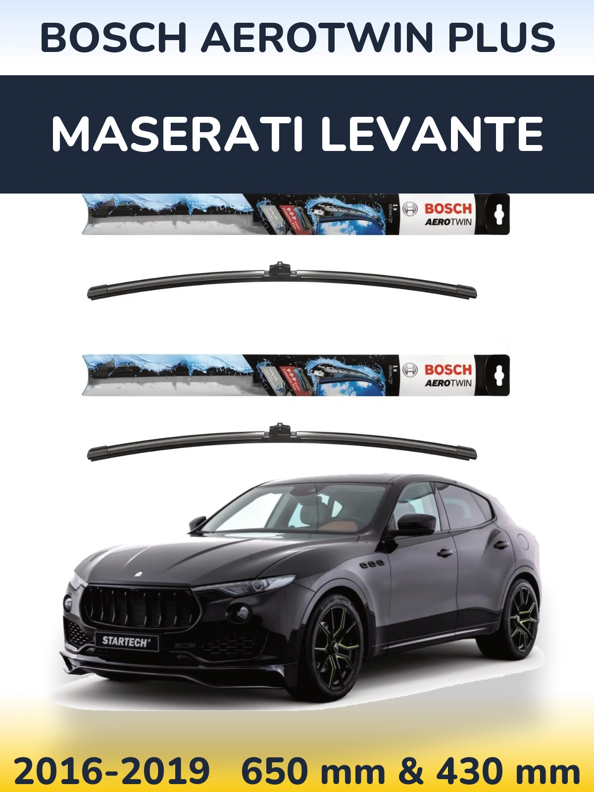 Комплект передних дворников BOSCH AeroTwin Plus 650 & 430 мм для Maserati Levante 2016-2019
