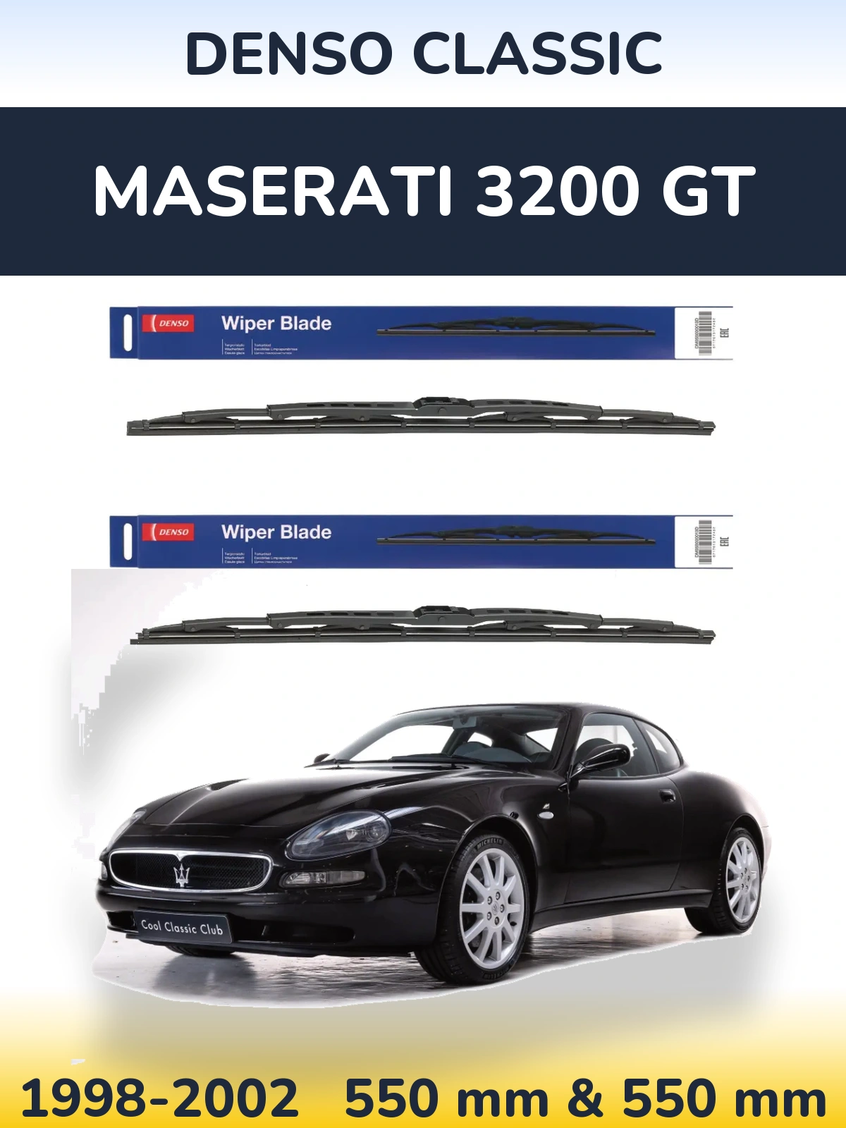 Komplet przednich wycieraczek Denso Classic 550 & 550 mm do Maserati 3200 GT 1998-2002