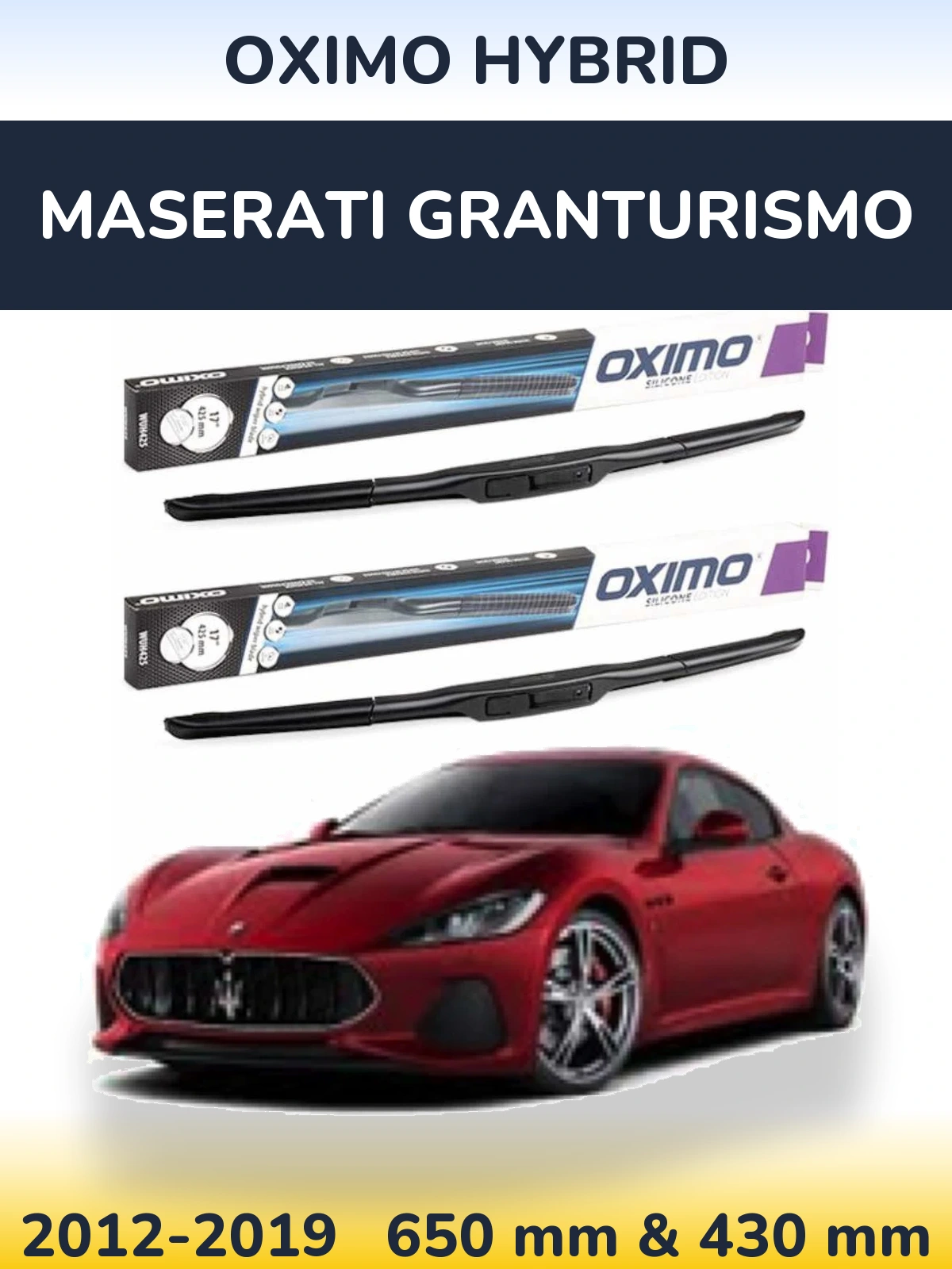 Komplet przednich wycieraczek Oximo Hybrid 650 & 430 mm do Maserati GranTurismo 2012-2019