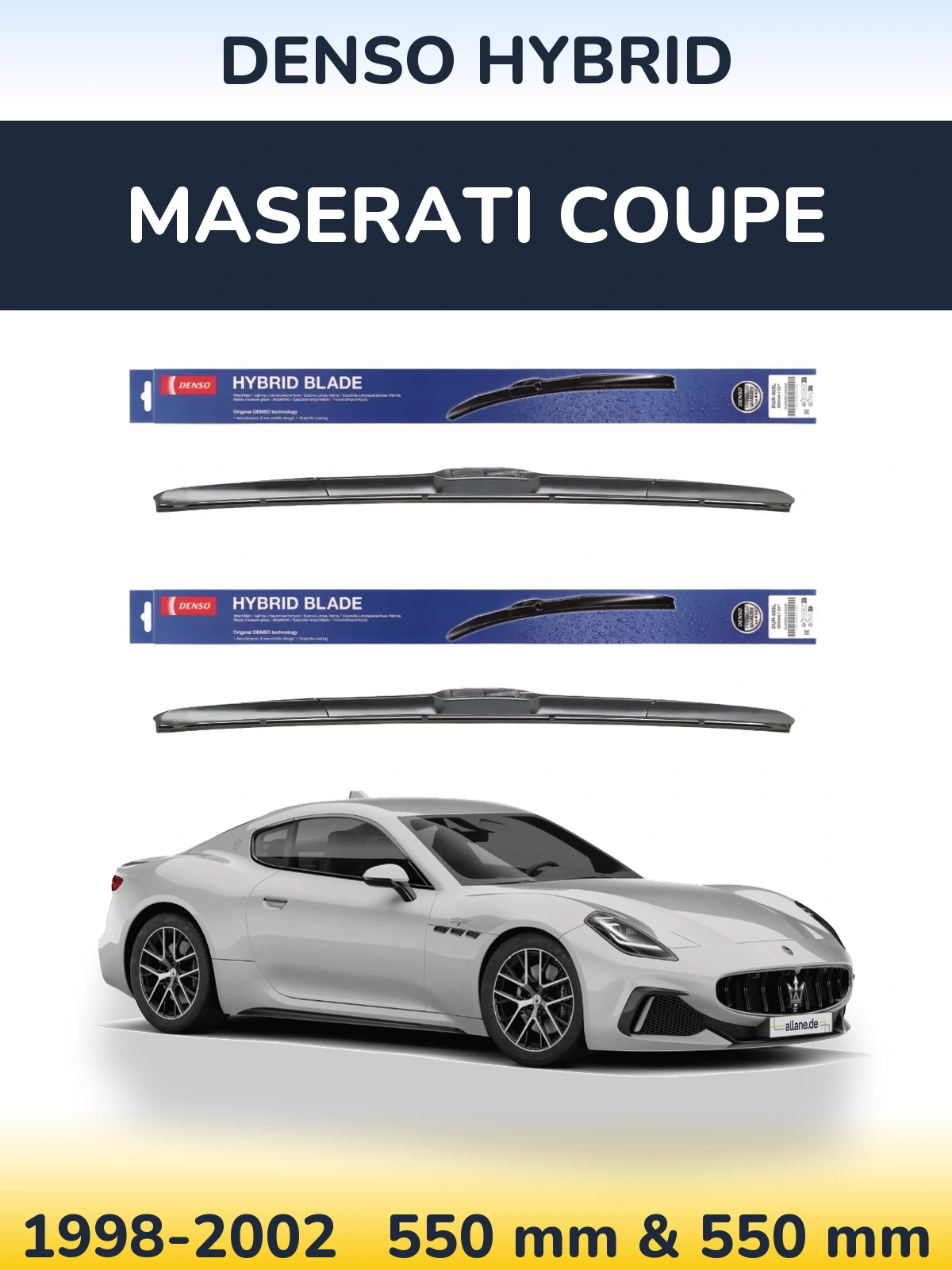 Комплект передних дворников Denso Hybrid 550 & 550 мм для Maserati Coupe 1998-2002
