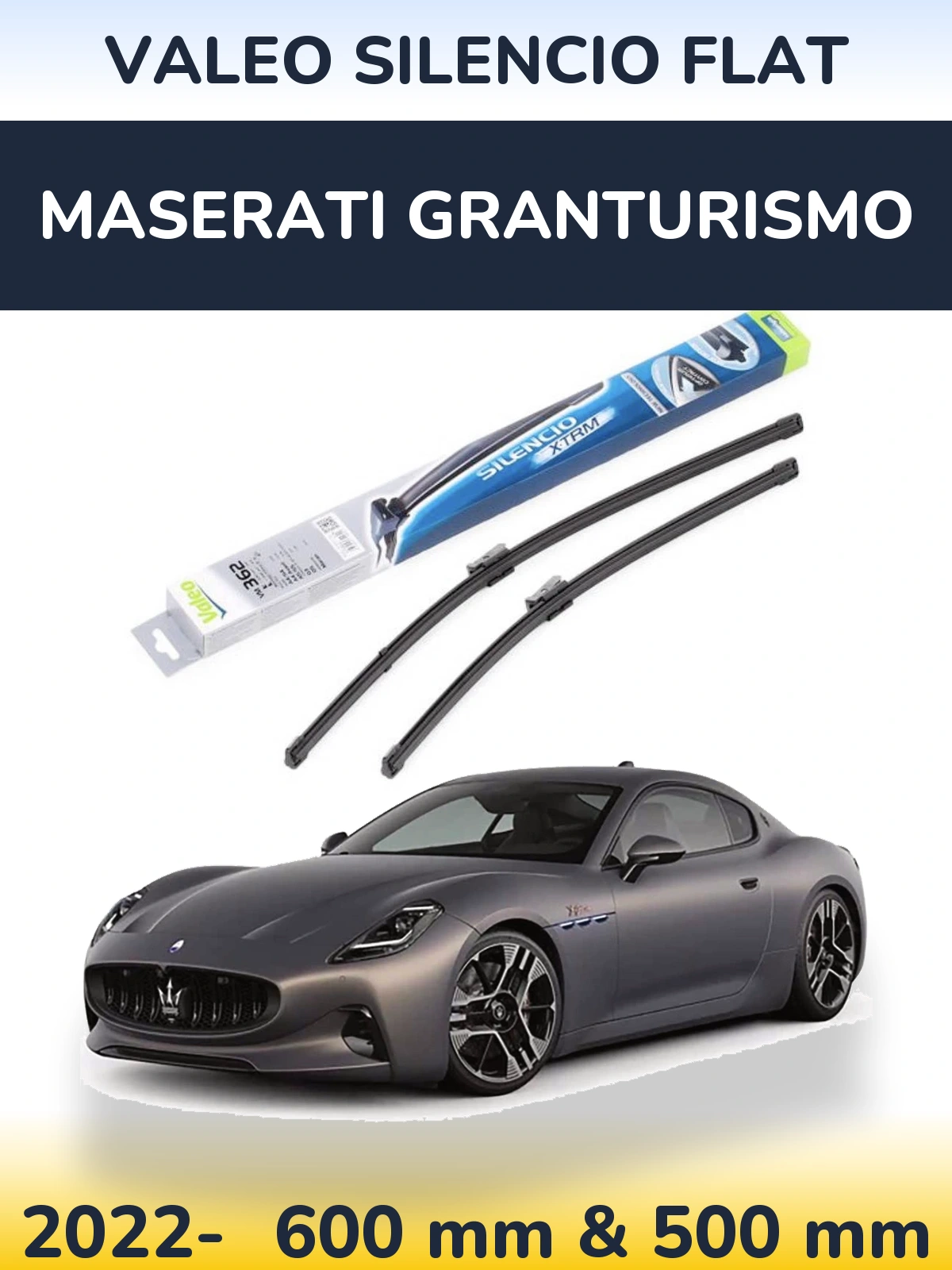 Komplet przednich wycieraczek Valeo Silencio Flat 600 & 500 mm do Maserati GranTurismo 2022-2026