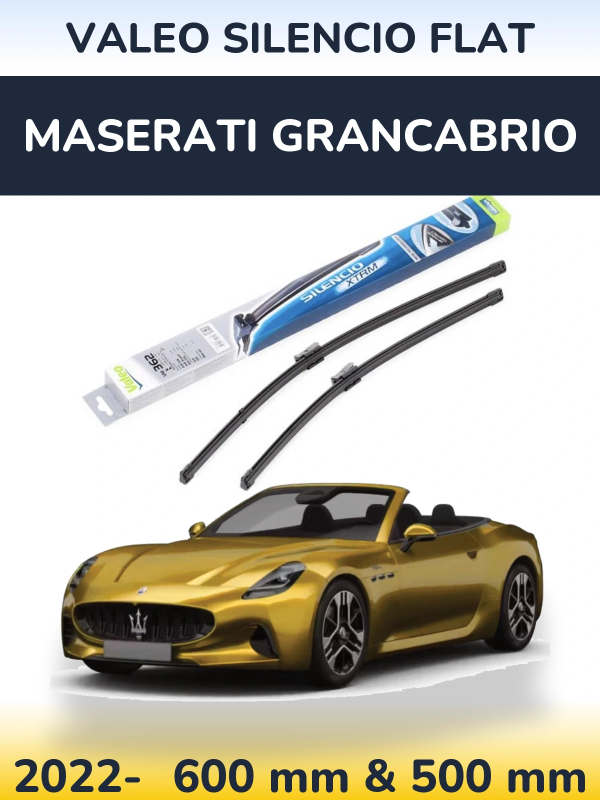 Komplet przednich wycieraczek Valeo Silencio Flat 600 & 500 mm do Maserati GranCabrio 2022-2026