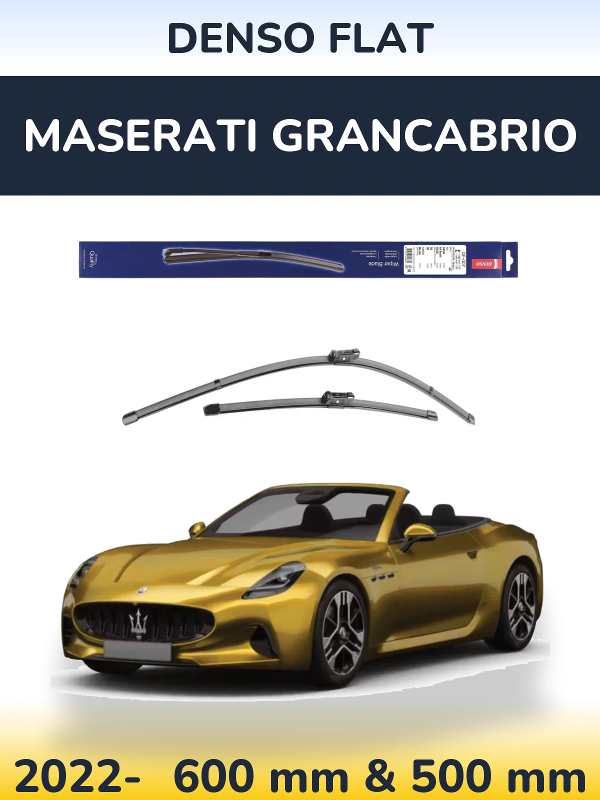 Комплект передних дворников Denso Flat 600 & 500 мм для Maserati GranCabrio 2022-2026