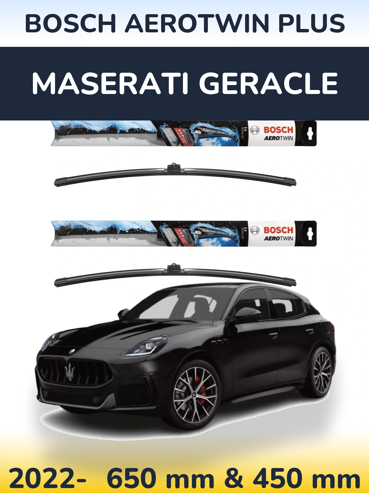 Komplet przednich wycieraczek BOSCH AeroTwin Plus 650 & 450 mm do Maserati Geracle 2022-2026