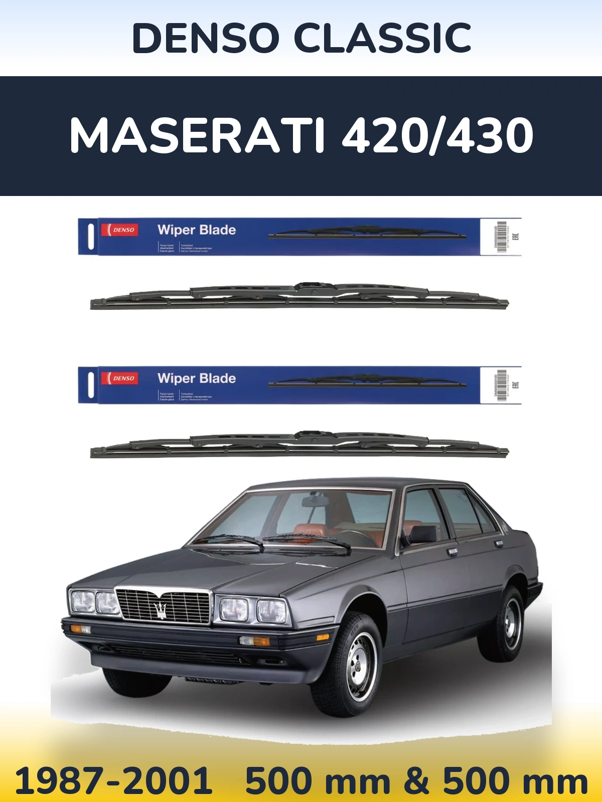 Комплект передних дворников Denso Classic 500 & 500 мм для Maserati 420/430 1987-2001