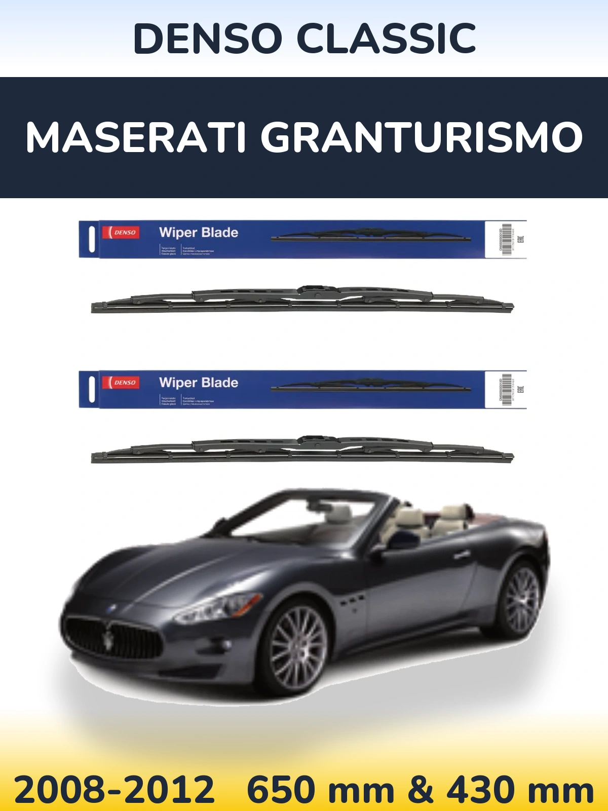 Komplet przednich wycieraczek Denso Classic 650 & 430 mm do Maserati GranTurismo 2008-2012