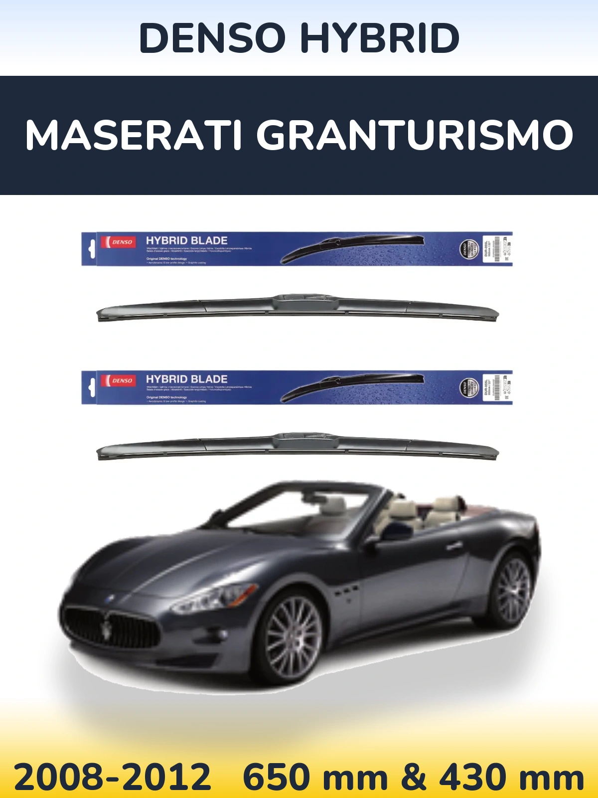 Комплект передних дворников Denso Hybrid 650 & 430 мм для Maserati GranTurismo 2008-2012