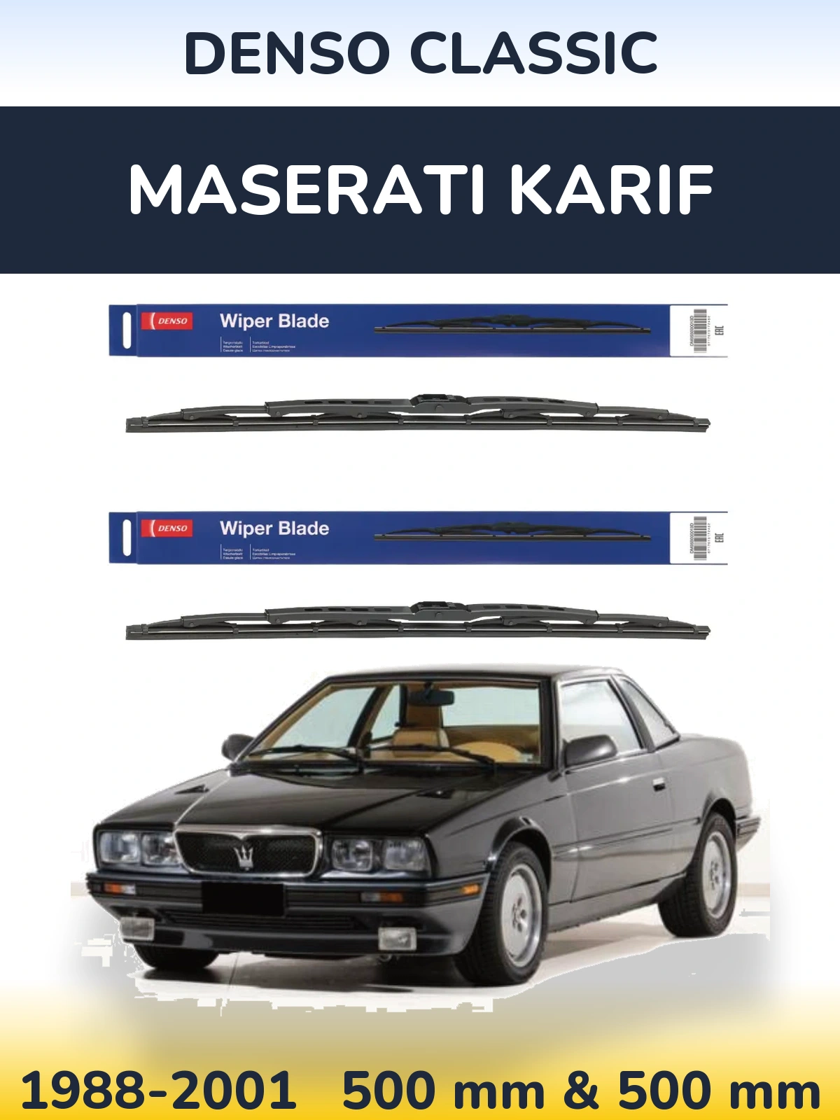 Komplet przednich wycieraczek Denso Classic 500 & 500 mm do Maserati Karif 1988-2001
