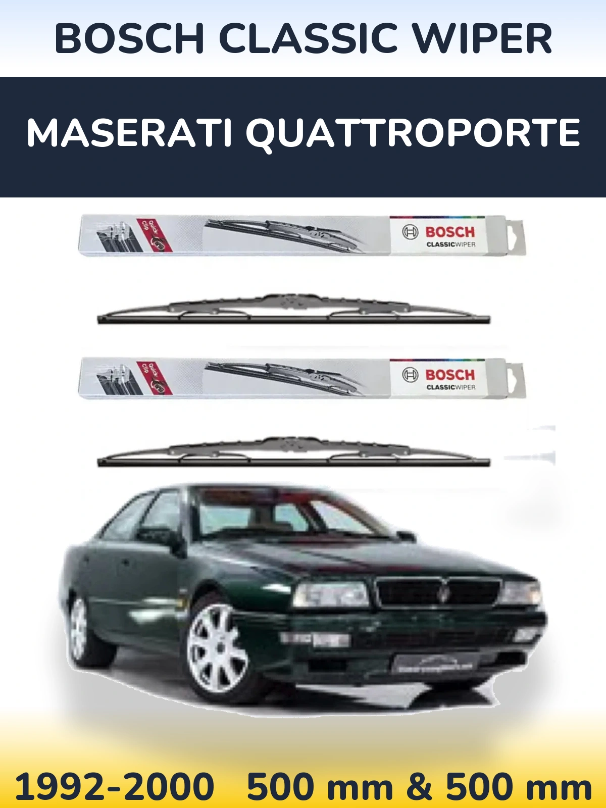 Komplet przednich wycieraczek BOSCH Classic Wiper 500 & 500 mm do Maserati Quattroporte 1992-2000