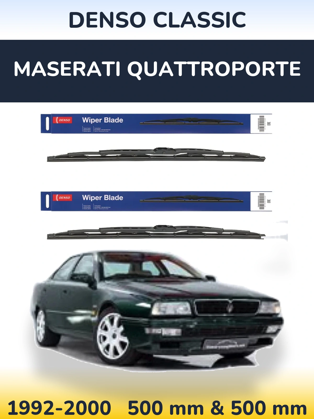 Komplet przednich wycieraczek Denso Classic 500 & 500 mm do Maserati Quattroporte 1992-2000