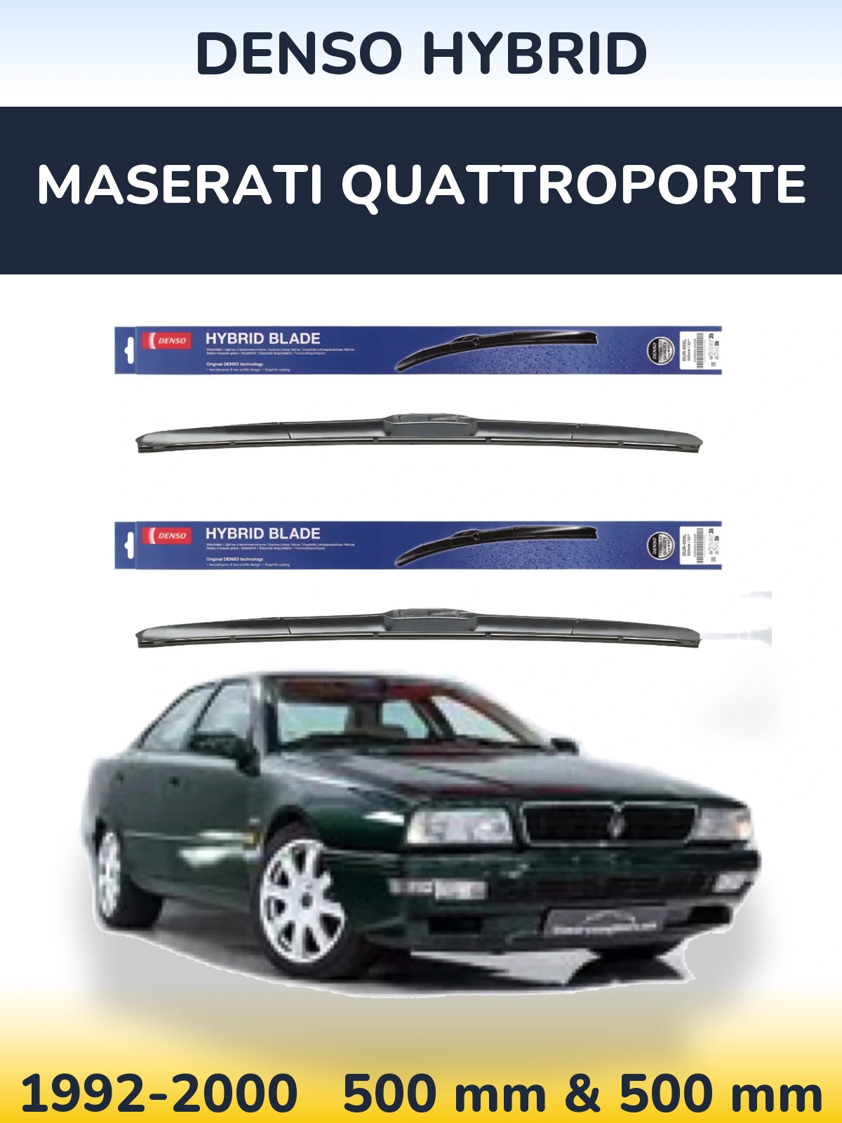 Комплект передних дворников Denso Hybrid 500 & 500 мм для Maserati Quattroporte 1992-2000
