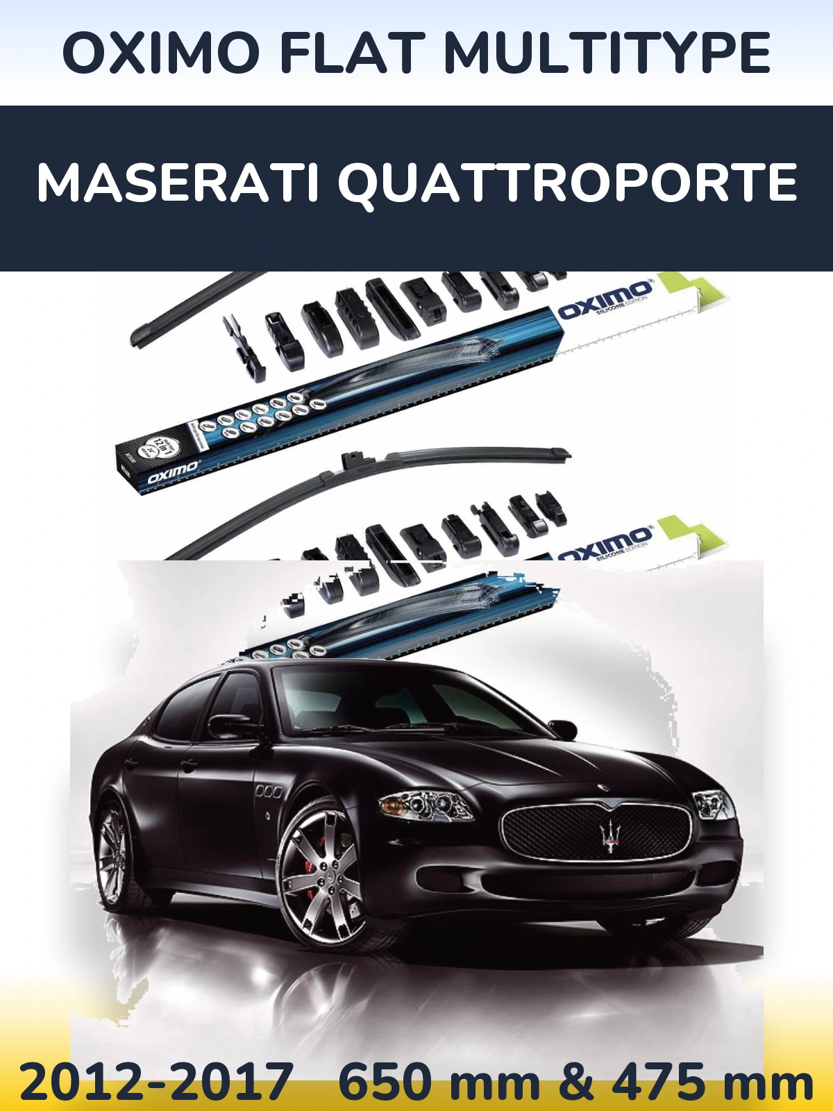 Комплект передних дворников Oximo Flat MultiТипe 650 & 475 мм для Maserati Quattroporte 2012-2017