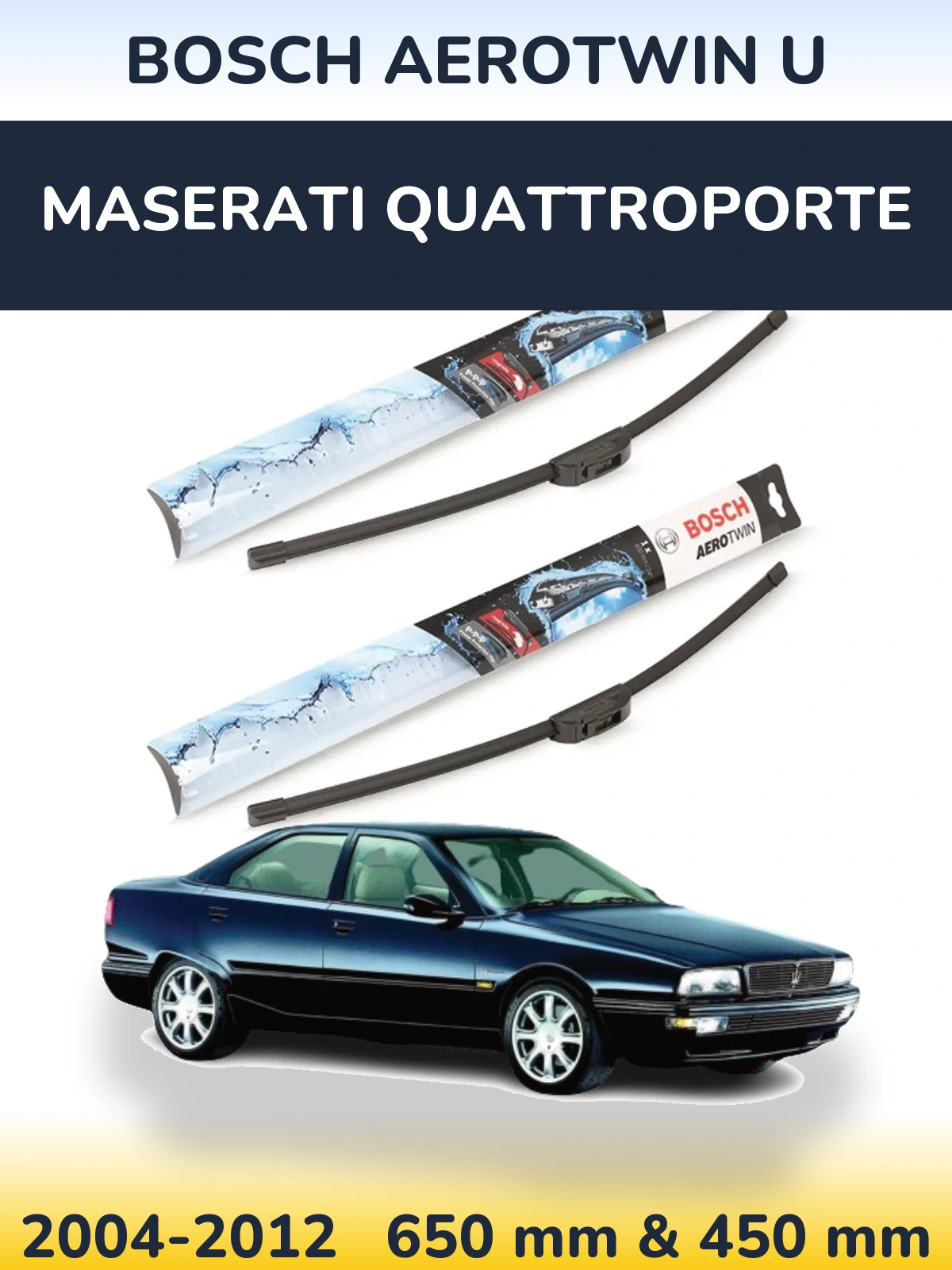 Komplet przednich wycieraczek BOSCH AeroTwin U 650 & 450 mm do Maserati Quattroporte 2004-2012
