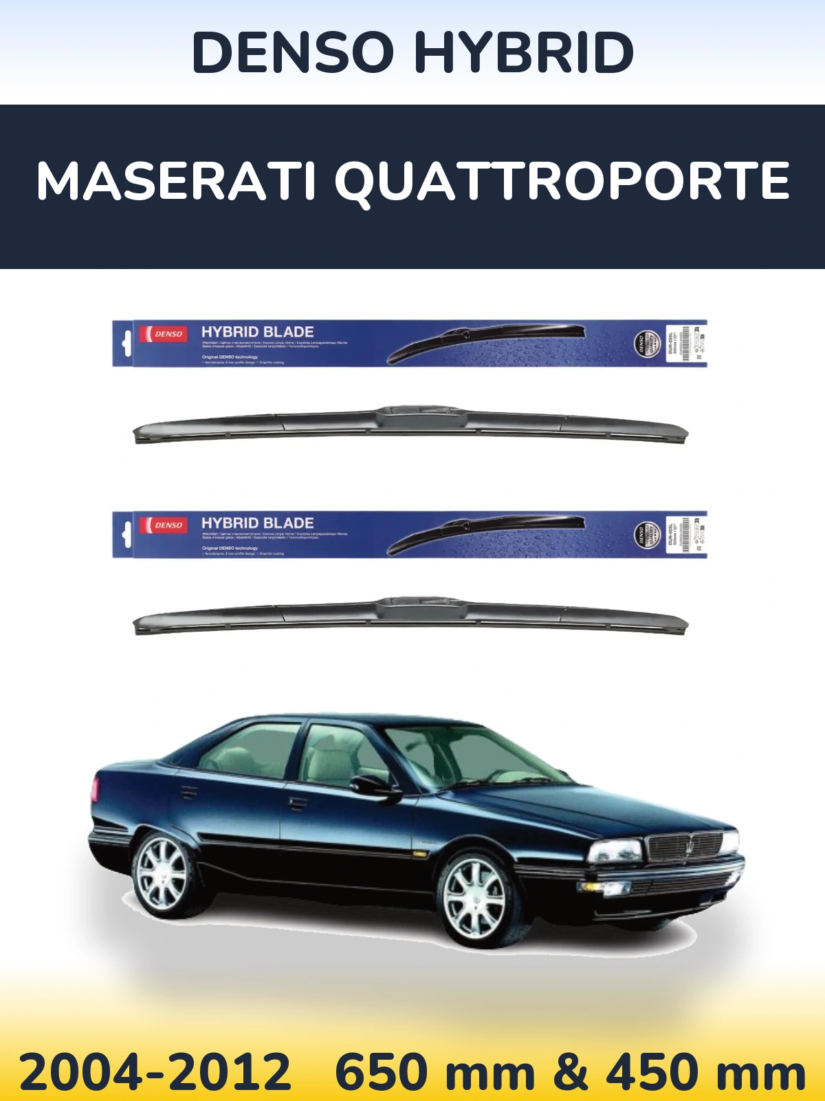 Komplet przednich wycieraczek Denso Hybrid 650 & 450 mm do Maserati Quattroporte 2004-2012
