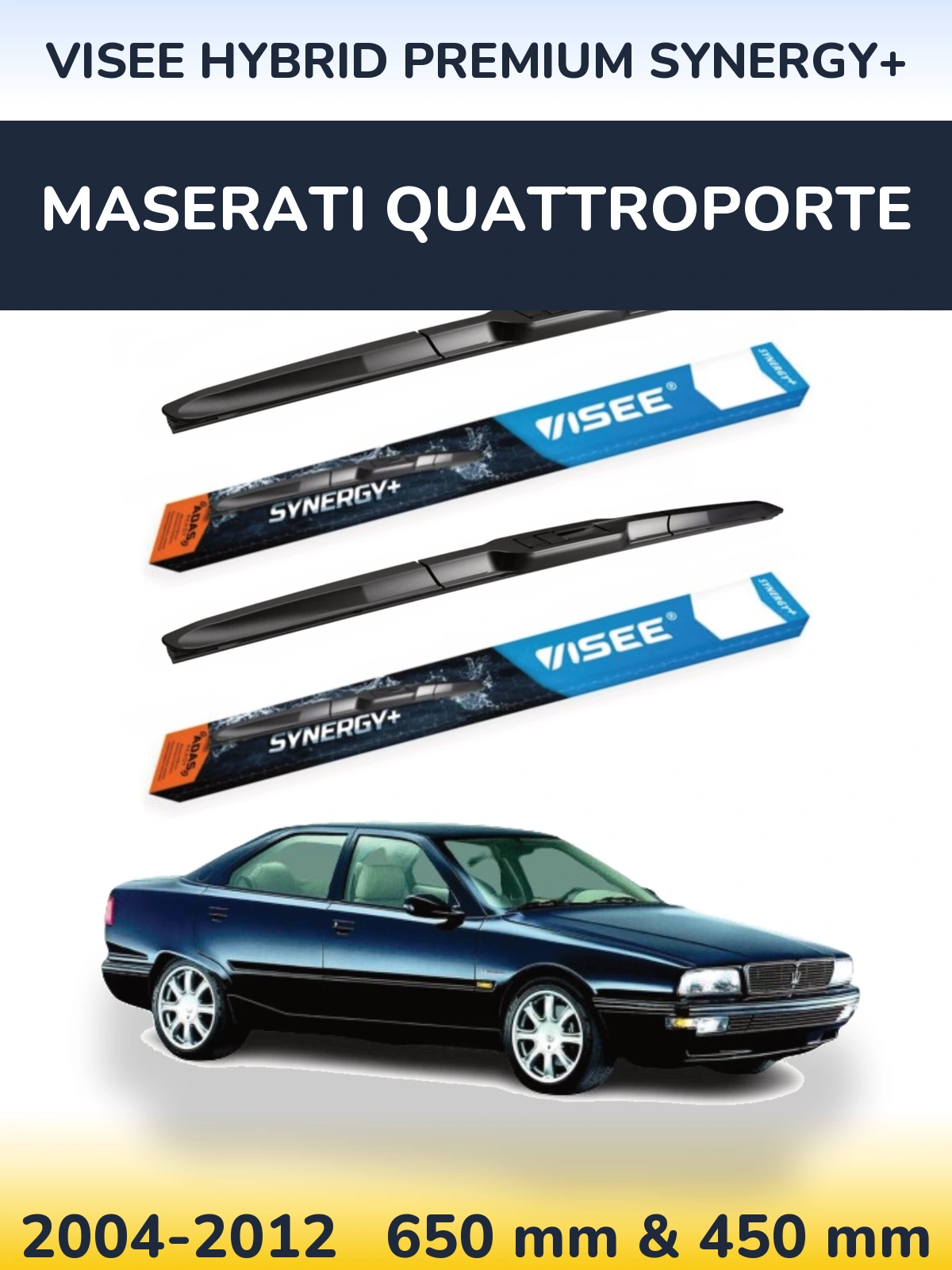 Komplet przednich wycieraczek VISEE HYBRID PREMIUM SYNERGY+ 650 & 450 mm do Maserati Quattroporte 2004-2012