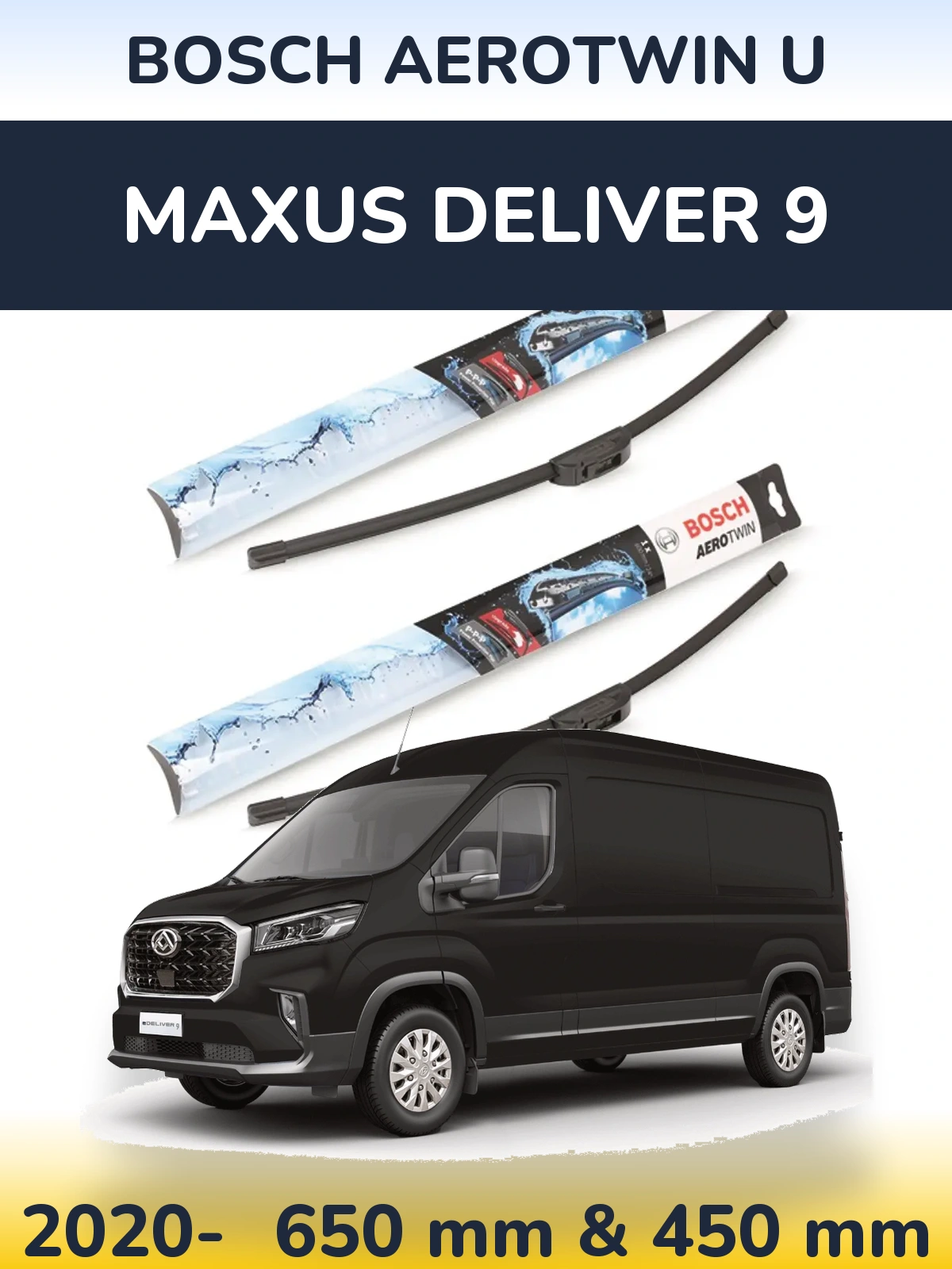 Komplet przednich wycieraczek BOSCH AeroTwin U 650 & 450 mm do Maxus Deliver 9 2020-2026