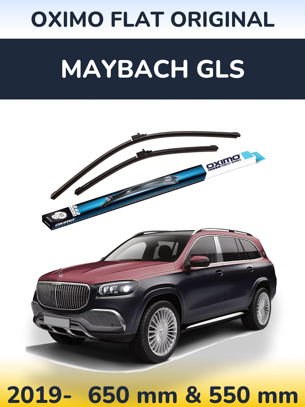 Комплект передних дворников Oximo Flat Original 650 & 550 мм для Maybach GLS 2019-2026